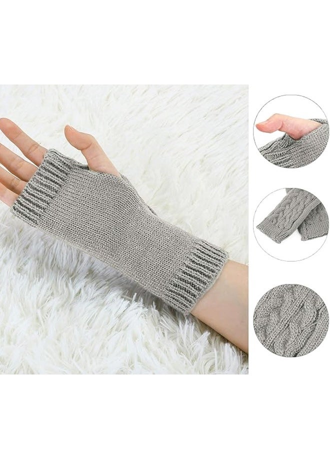 زوج واحد من قفازات تدفئة الذراع القصيرة للنساء، محبوكة، مناسبة لفصلي الخريف والشتاء، بدون أصابع، بطول المعصم. - Image 3