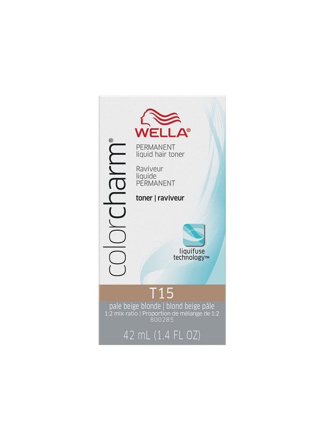 WELLA Color Charm Wella Colorcharm Hair Toner Neutralize Brass With Liquifuse Technology T15 Pale Beige Blonde 1.4 Oz - Image 1