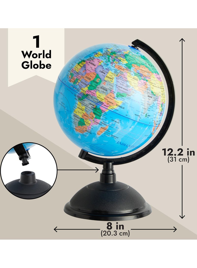 كرافت ماجيك ، خريطة العالم العالمية المثالية اللامعة 20 سم للأطفال وطلاب الجغرافيا والمعلمين. - Image 3