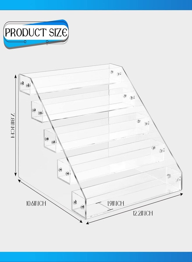 Chunful 2 Pcs Acrylic Tiered Spice Rack Organizer 5 Tier Vertical Seasoning Organizer Clear Spice Shelf Tiered Pantry Shelves for Cabinet Kitchen Countertop Storage Organization Display, 12.2 x 10.6 x 7.8 In - Image 2