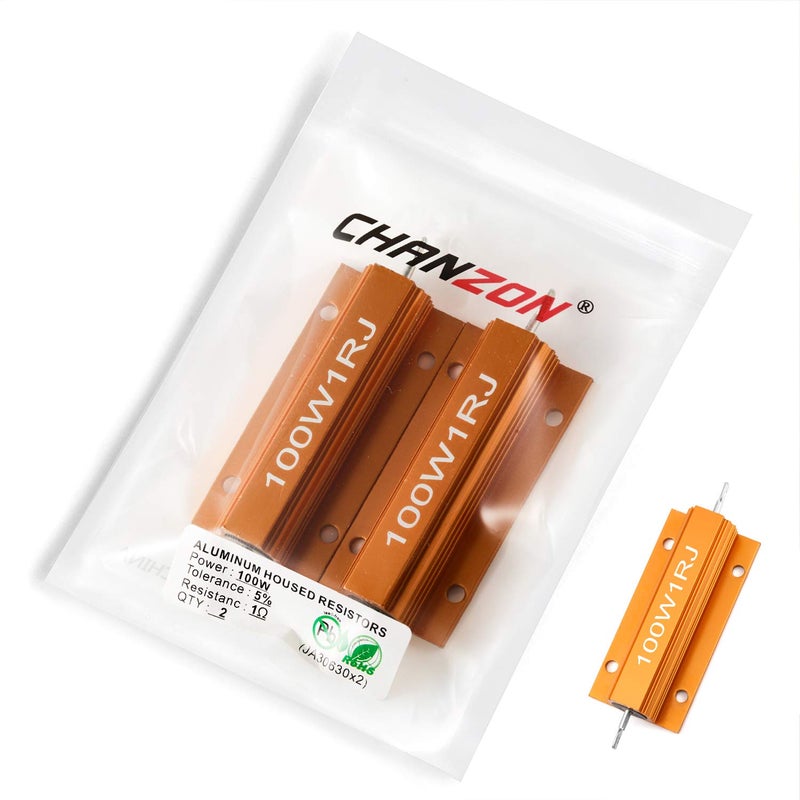 CHANZON 2pcs Wirewound Aluminum Shell Resistor 1 Ω ohm 100W ±5% Tolerance 1R Rohs Certified - Image 4