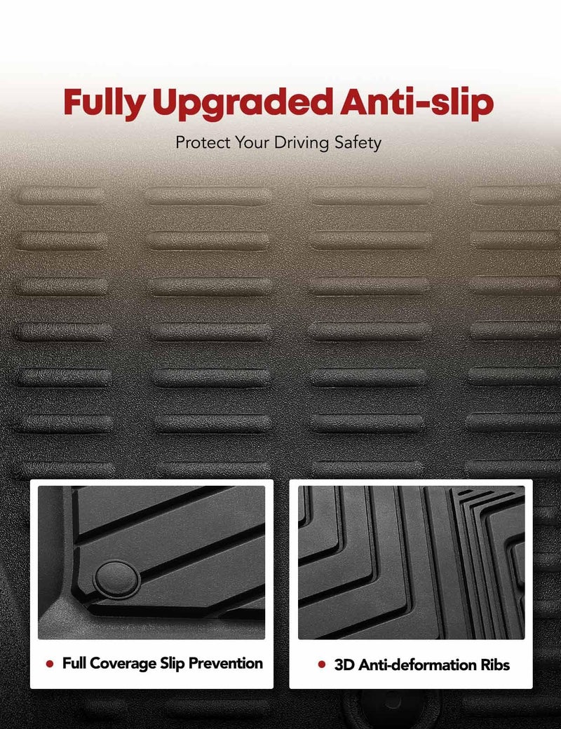 YHTAUTO Floor Mats Fit Lexus GX460 2010-2018, Toyota Land Cruiser Prado J150 2010-2020, TPE All Weather Car Mats Waterproof Anti-Slip Odorless Floor Liner, Front & 2nd Row Liner Set of 3 - Image 4