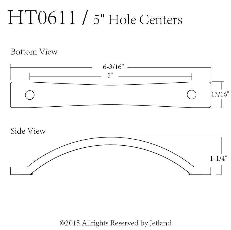 Jetland Arched Hammered Cabinet Pulls - 2-Pack, Aged Silver, 5" Hole Centers, Rustic Solid Cast Handle Pulls for Dresser Nightstand Furniture, HT0611OS127 - Image 2