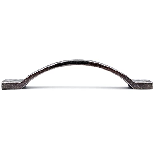 Jetland Arched Hammered Cabinet Pulls - 2-Pack, Aged Silver, 5" Hole Centers, Rustic Solid Cast Handle Pulls for Dresser Nightstand Furniture, HT0611OS127 - Image 3