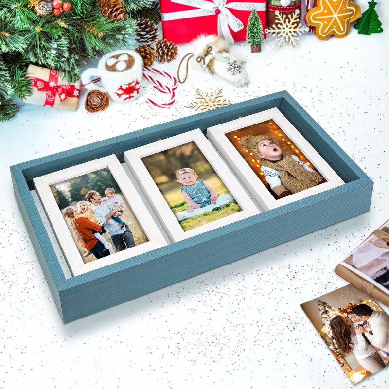 ZEEYUAN 4x6 Picture Frame Wooden Double Side Rotating 4x6 Photo Frame Rustic Collage Frame for 4X6in Pictures, Multiple Family Picture Frame for Desktop - Image 3