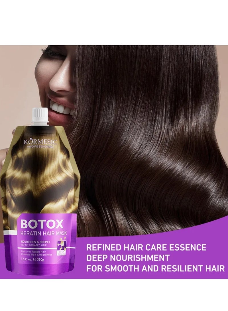 Kormesic ماسك شعر بوتوكس كيراتين 350 جرام لإصلاح الشعر الجاف التالف مغذي مرطب مقوي يحسن الشعر الخشن ويعزز نعومة الشعر مع الكولاجين لاستعادة بصيلات الشعر الصحية - Image 2