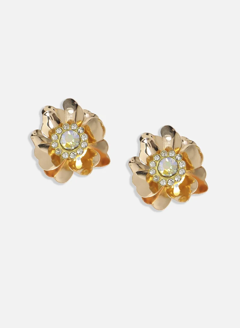 SOHI Crystal Flower Artificial Stud Earring Jewellery