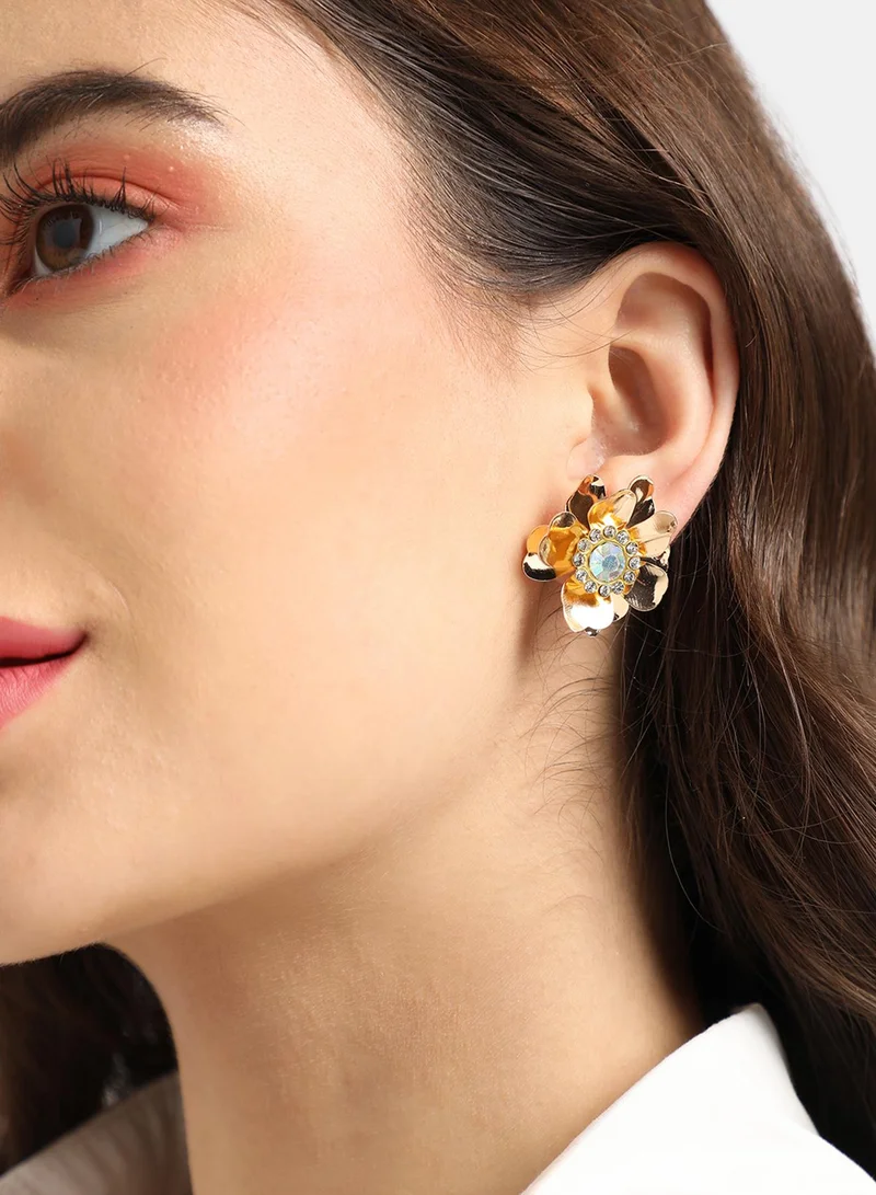 SOHI Crystal Flower Artificial Stud Earring Jewellery