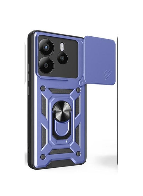 Case Cover Shockproof Protective Case with Camera Protection and Metal Ring Compatible with  Redmi Note 14 4G (Blue)