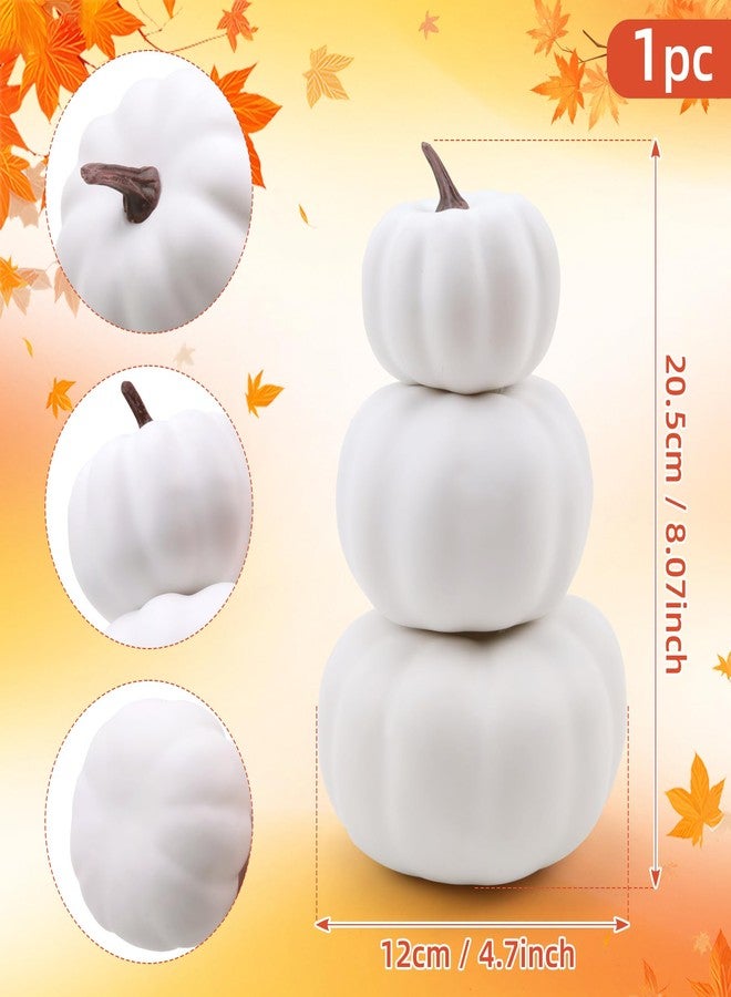 Gresorth Stacked White Pumpkins Towel Fake Artificial Halloween Decoration DIY Crafts Paintable Pumpkin for Home Party Table Kitchen Wedding - Image 2