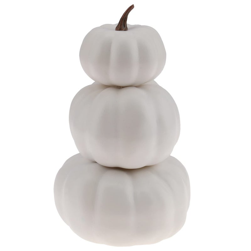 Gresorth Stacked White Pumpkins Towel Fake Artificial Halloween Decoration DIY Crafts Paintable Pumpkin for Home Party Table Kitchen Wedding - Image 1