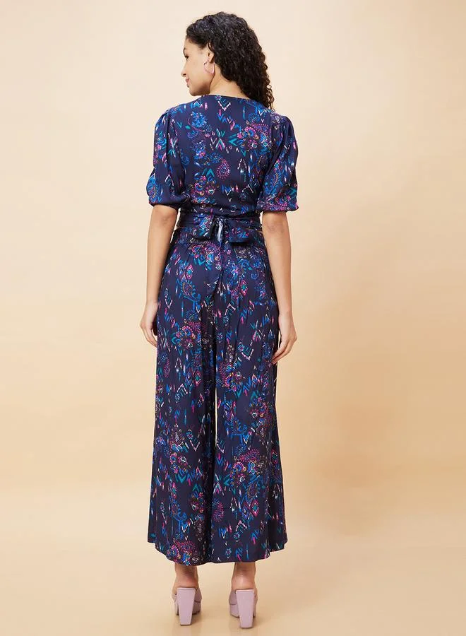 globus  Globus Women Blue Paisley Print Crop Top and Flared Palazzos Co-Ords for Women | Best Price UAE