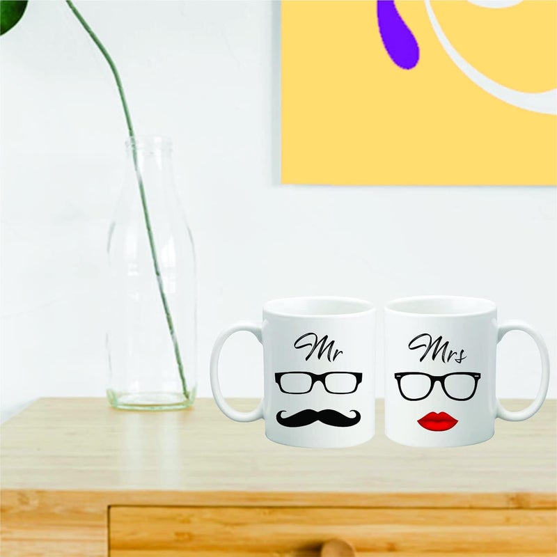 PICRAZEE PICRAZEE Mr Mrs Couple Gift Combo for Anniversary Husband and Wife 2 nos of 12x12 Satin Cushion with Filler 2 nos Mugs 2 nos Keyrings 1202 - Image 3