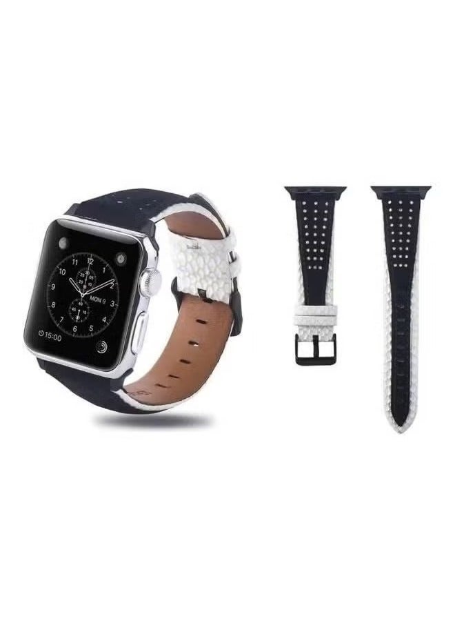 vesus Round Hole Top Grain Leather Wrist Watch Band for apple watch series 7 41mm/6 & SE & 5 & 4 40mm/3 & 2 & 1 38mm Multicolour