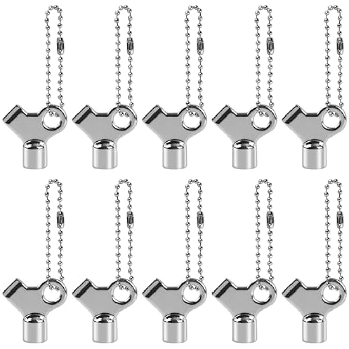 10PCS RADIATOR BLEED KEY, COPPER ALLOY RADIATOR AIR VALVE WRENCH WITH CHAIN TOOL ACCESSORIES HOT WATER RADIATOR BLEED KEY FOR HOME RADIATOR - Image 1