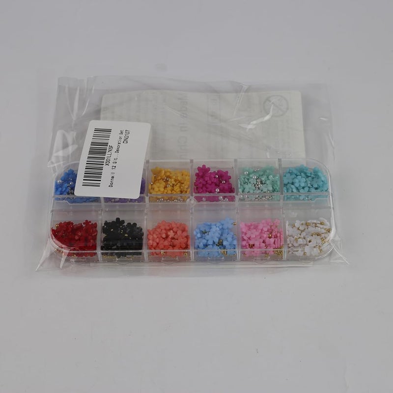 Dornail 12 Grid 3D Flower Nail Charms 12 Colours Acrylic Flowers Nail Rhinestones Mixed Cherry Blossom Gold Silver Beads Nails Accessories DIY Nail Art Nail Design Nail Art Decoration Set - Image 3