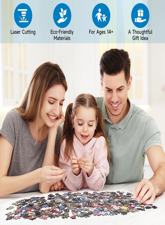 أحجية تركيب الصور (بازل) لكوخ بحيرة ريتريت، 1000 قطعة، للكبار، أحجية منظر طبيعي خريفي مع كوخ خشبي، كلاب، بط وجبال، أحجية طبيعية خريفية مليئة بالتحدي، 28 × 20 بوصة، ألعاب عائلية وهدية - Image 3