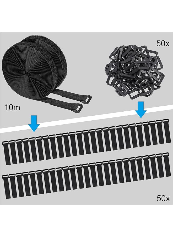 erorex Velcro Cable Ties 10M Adjustable Velcro Cable Straps Heavy Duty With 50 Buckles 2 Pcs Free Cut Self Hook And Loop Securing Strap For Cable Tidy Wire Management Cord Organiser - Image 5
