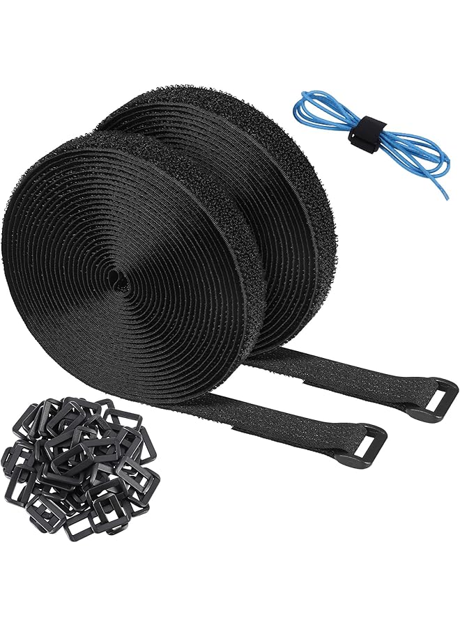 erorex Velcro Cable Ties 10M Adjustable Velcro Cable Straps Heavy Duty With 50 Buckles 2 Pcs Free Cut Self Hook And Loop Securing Strap For Cable Tidy Wire Management Cord Organiser - Image 1