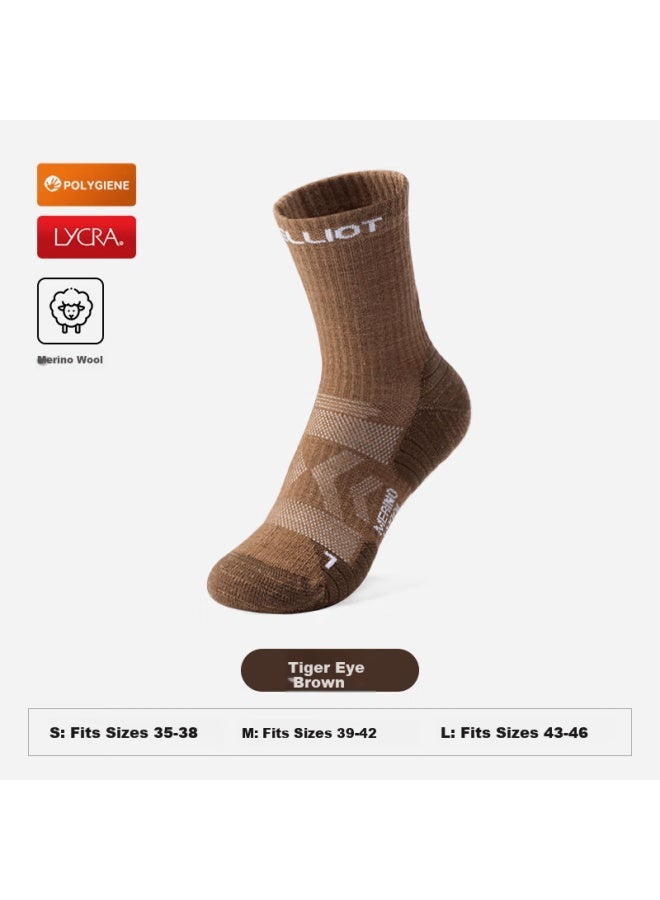 Pelliot Outdoor Hiking Running Winter Socks Men Women Merino Wool Shock Absorption Professional Mountaineering Sports 165435005 S Brown - Image 2
