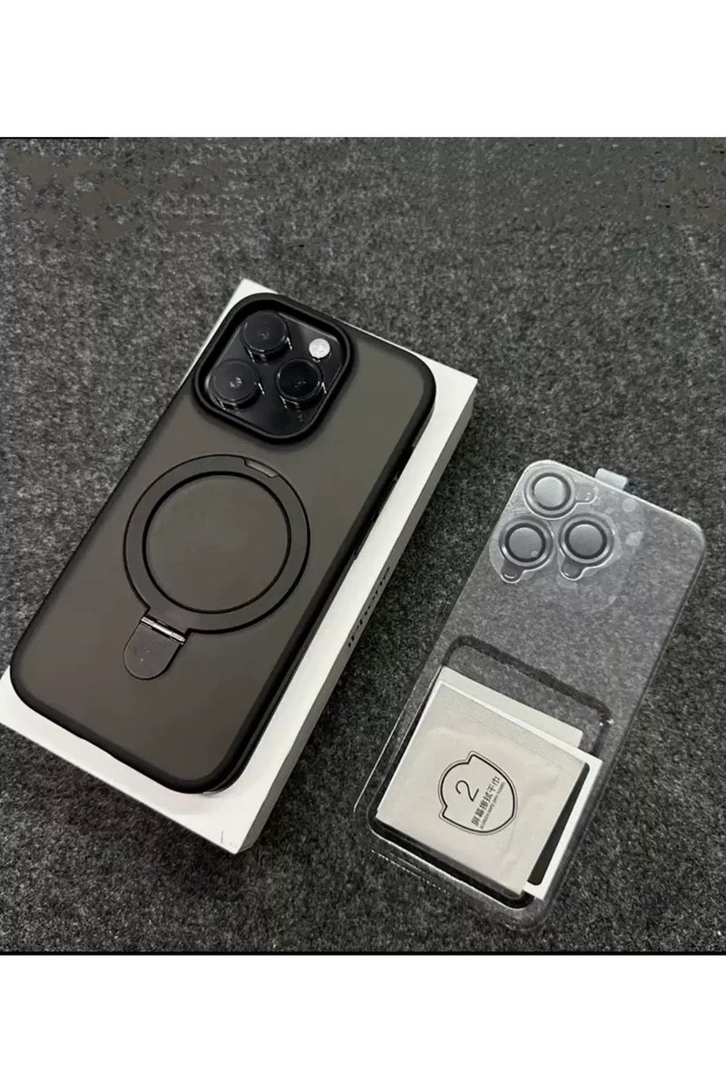 ايليجو حافظة آيفون 14 بلس مع حامل مغناطيسي غير مرئي، 【حماية كاملة من الصدمات】غطاء خلفي غير لامع مع حامل مغناطيسي لآبل 14 بلس (2022) (أسود) - Image 2