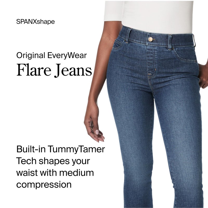 SPANX SPANXshape Original EveryWear Flare Jeans - Core Shaping for Women - High-Rise - Pull-On Denim - Authentic Blue - X-Large - Image 2