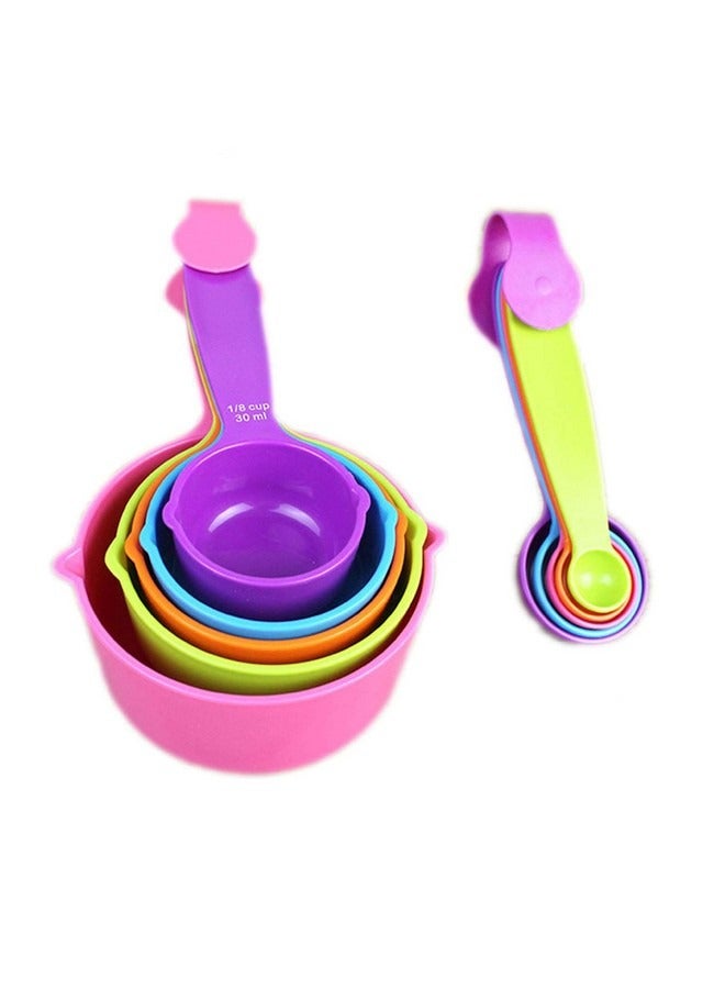 بيوينتي مجموعة من 10 قطع من أكواب القياس والملاعق البلاستيكية الملونة للمطبخ والطهي والاستحمام، بتصميم عشوائي - Image 3