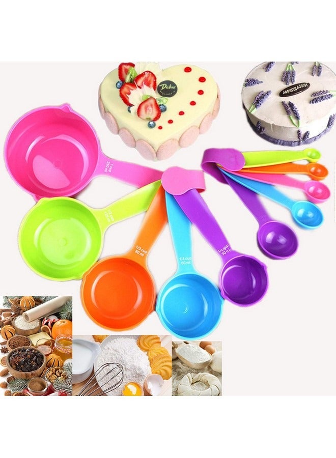 بيوينتي مجموعة من 10 قطع من أكواب القياس والملاعق البلاستيكية الملونة للمطبخ والطهي والاستحمام، بتصميم عشوائي - Image 4