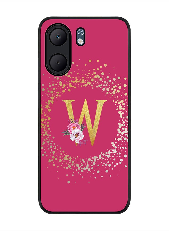 Stylizedd For Oppo A5x 5G / A5x 4G Case,Slim fit Camera Protection, Shockproof Thin Phone cover  - Custom Monogram Floral - W ( Deep Pink )