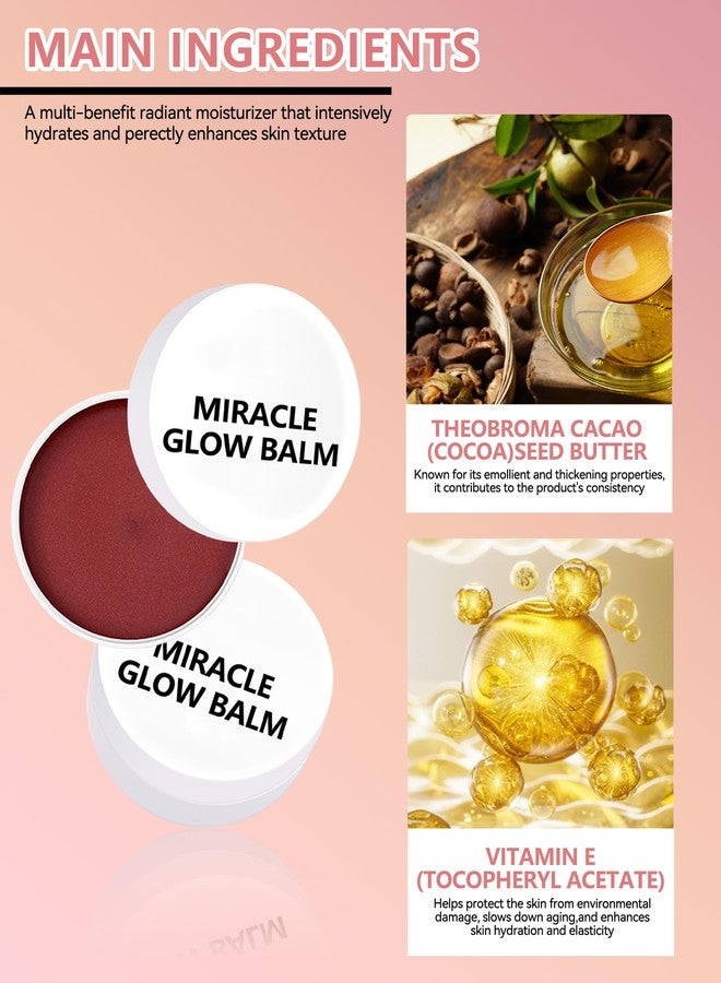 LYSdefeu Multi Glow Balm,Miracle Glow Balm Tinted Face Creamy Blush for Women Cheek Lip Eye,Hydrating Lightweight & Blendable Color,Shimmer Blusher Facial Makeup, Mother's Day Gift for Women-04 Pink Camellia - Image 3