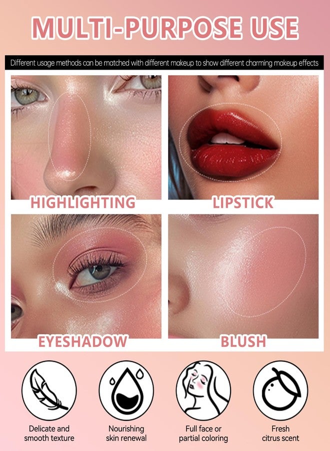 LYSdefeu Multi Glow Balm,Miracle Glow Balm Tinted Face Creamy Blush for Women Cheek Lip Eye,Hydrating Lightweight & Blendable Color,Shimmer Blusher Facial Makeup, Mother's Day Gift for Women-04 Pink Camellia - Image 4