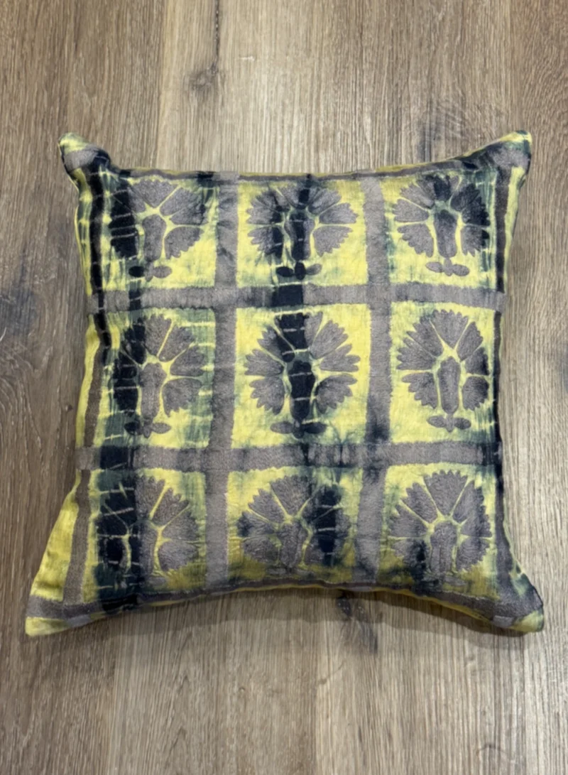Tohfa Luxe Zohra Yellow Square Decorative Cushion with Filler