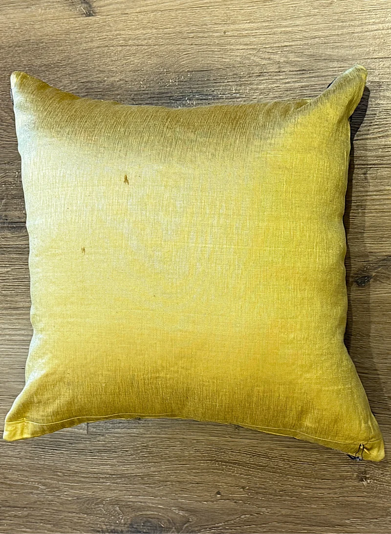 Tohfa Luxe Zohra Yellow Square Decorative Cushion with Filler