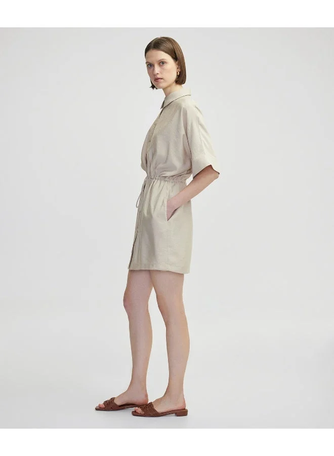 ابيكول فستان قميص برباط سحب