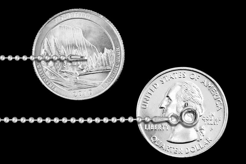 Sac Silver Sterling Silver Italian Ball Bead Chain 1.5mm 925 Italy New Dog Tag Necklace 20" - Image 2