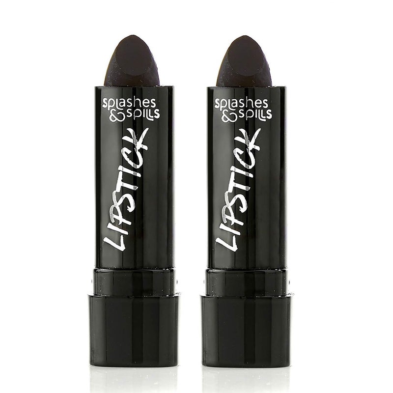 Splashes & Spills Vivid Black Lipstick - 2 Pack - Bold, Translucent, No Sheen Lip Color With Matte Finish - Makeup and Cosmetics by Splashes & Spills - Image 1