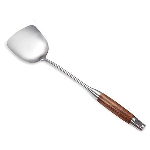 AOOSY Wok Spatula, 15.7 Inches 18/10 Stainless Steel Wok Utensil Metal Wok Spatula with Wooden Handle for Kitchen Use Cooking Utensil - Image 1