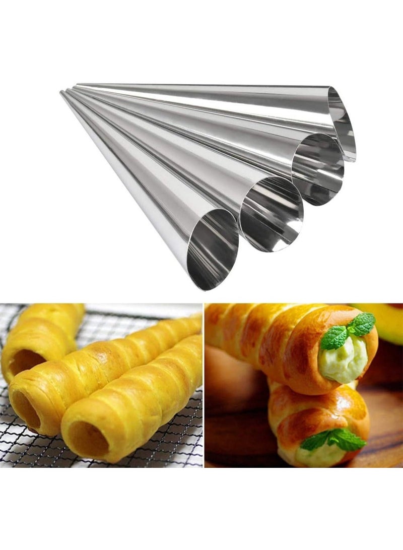 Cannoli Tubes Stainless Steel Cannoli Forms Non-Stick Cream Horn Molds For Croissant Shell Cream Roll Silver (6Pc) - Image 3