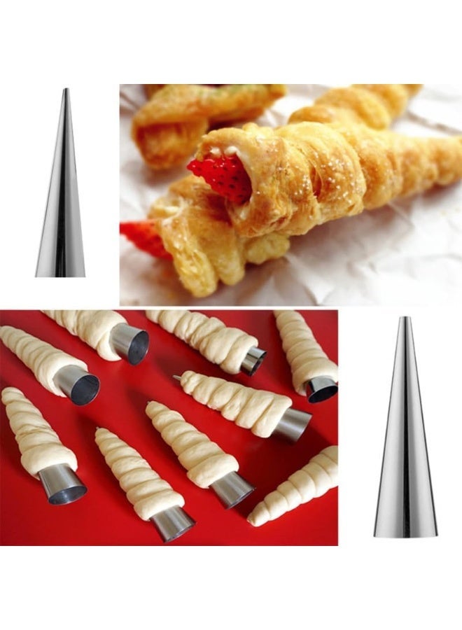 Cannoli Tubes Stainless Steel Cannoli Forms Non-Stick Cream Horn Molds For Croissant Shell Cream Roll Silver (6Pc) - Image 2