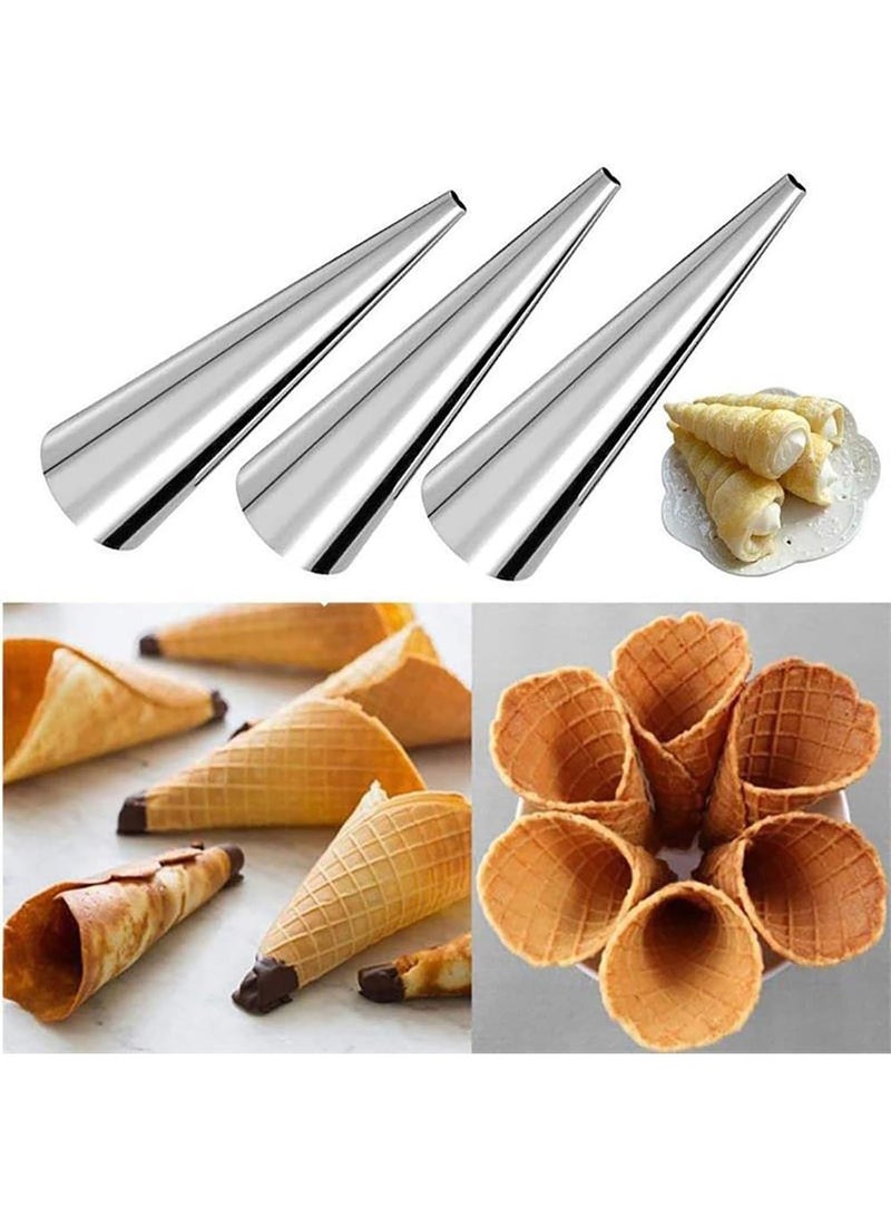 Cannoli Tubes Stainless Steel Cannoli Forms Non-Stick Cream Horn Molds For Croissant Shell Cream Roll Silver (6Pc) - Image 4