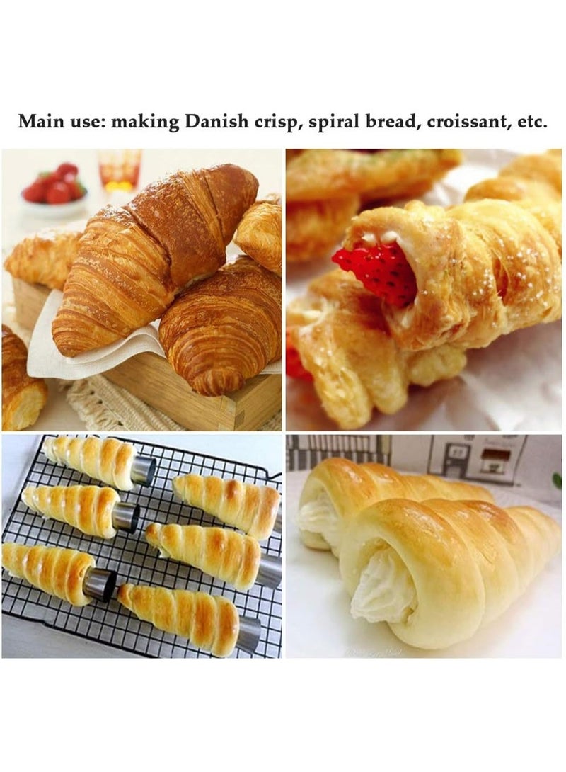 Cannoli Tubes Stainless Steel Cannoli Forms Non-Stick Cream Horn Molds For Croissant Shell Cream Roll Silver (6Pc) - Image 5