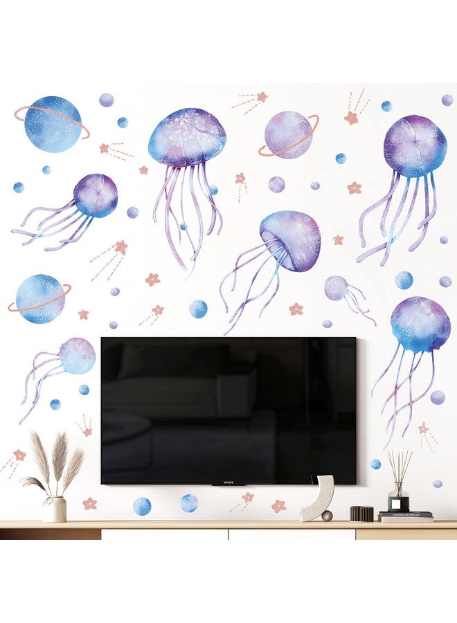 LiveGallery Starry Sky Jellyfish Wall Sticker Glow in The Dark Wall Stickers Stars Fluorescent Green Luminous Wall Decals DIY Peel Stick Art Decor for Walls Ceiling Kids Bedroom Living Room Nursery Girls and Boys(Green) - Image 3