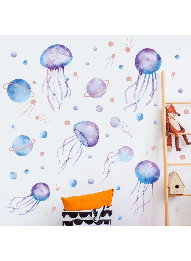 LiveGallery Starry Sky Jellyfish Wall Sticker Glow in The Dark Wall Stickers Stars Fluorescent Green Luminous Wall Decals DIY Peel Stick Art Decor for Walls Ceiling Kids Bedroom Living Room Nursery Girls and Boys(Green) - Image 4