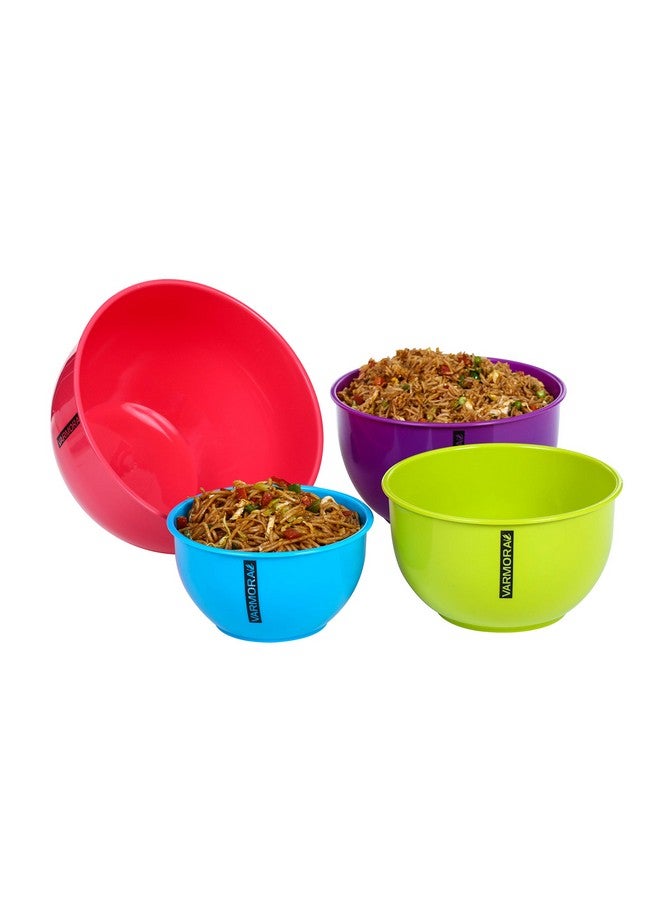 Varmora Plastic Solid Mixing Bowl (Assorted Colour) Set of 4