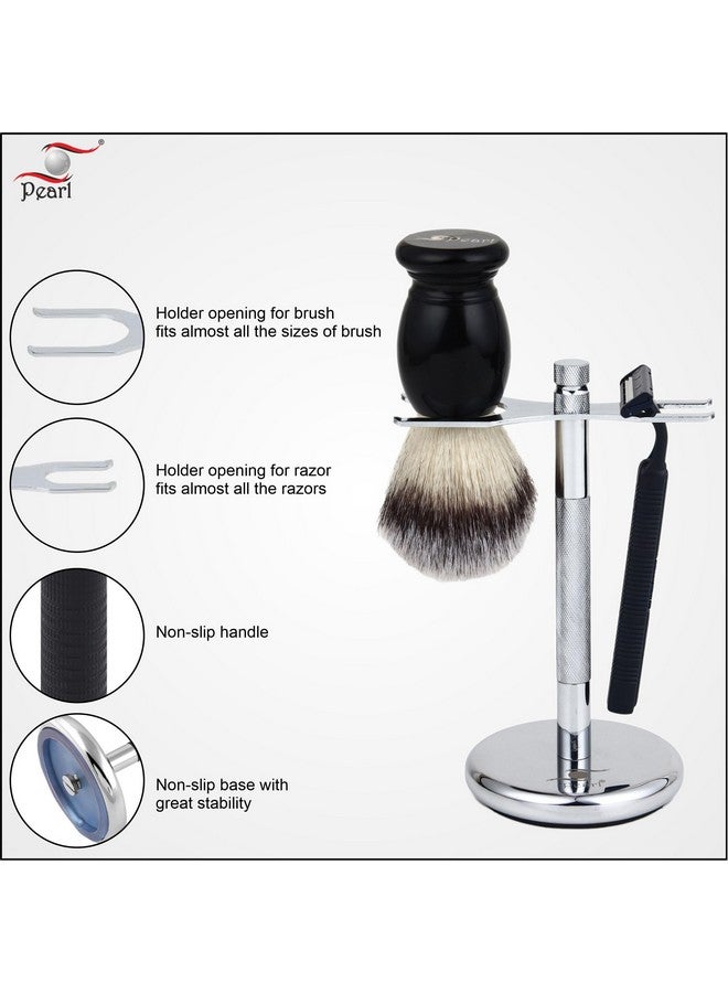 Pearl Combo of Shaving Razor and Brush Holder Stand (Chrome) - Image 4