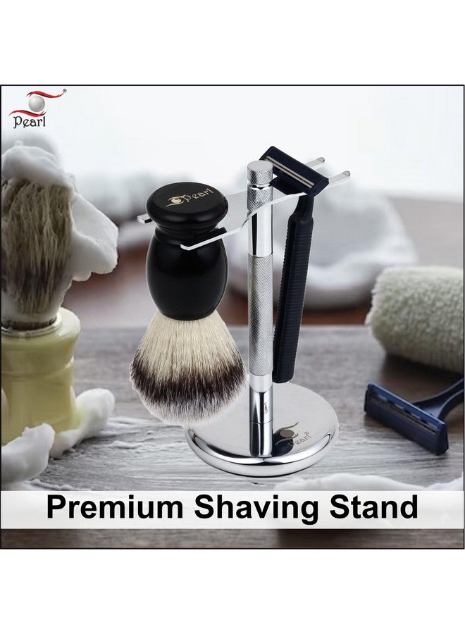 Pearl Combo of Shaving Razor and Brush Holder Stand (Chrome) - Image 5