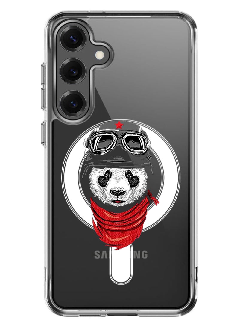Theodor Magnetic Case for Samsung Galaxy S25 6.2-inch Compatible with MagSafe Wireless Charging, Shockproof Phone Bumper Cover Panda - Image 1