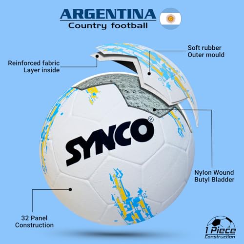 Synco Football Argentina| Rubber Moulded | Training Country Ball for Beginners | Suitable for Indoors/Outdoors - Image 4