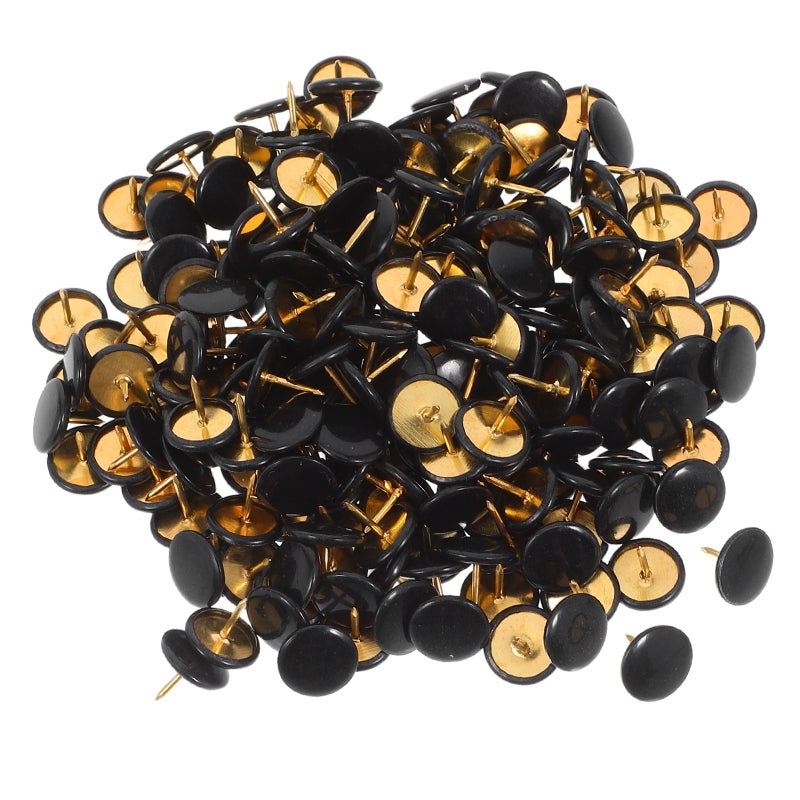 600pcs Round Flat Thumbtacks Black - Heavy Duty Push Pins Metal Thumb Tacks For Bulletin Board Decorative Nails Wall Hanging Photos Home Furniture Sofa Crafts Office - Image 3