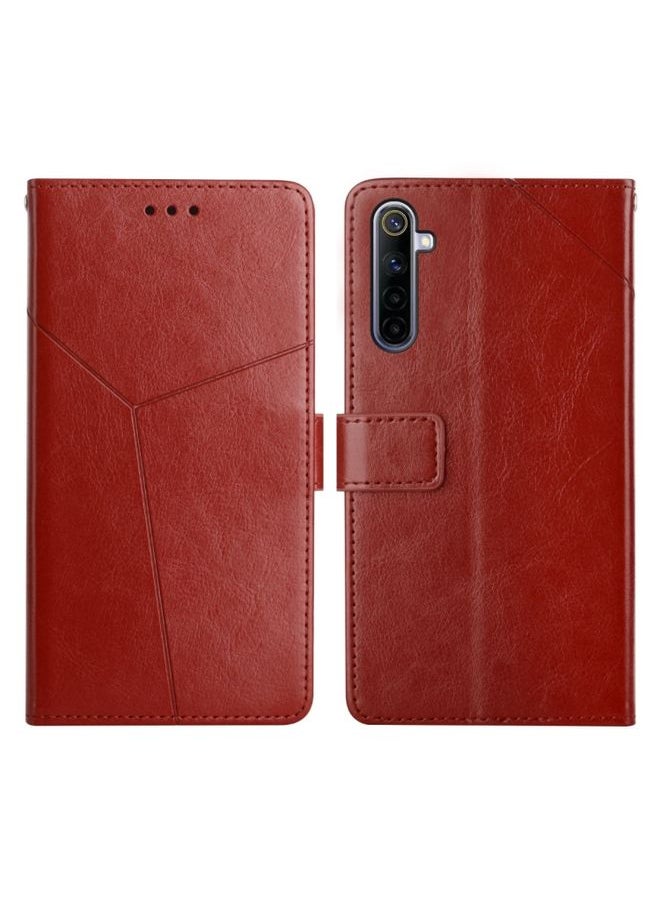HuHa Case Cover For Realme 6 Pro Y Stitching Horizontal Flip Leather Phone Case Brown 